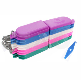 Contenitori colorati per elastici con cordino e...