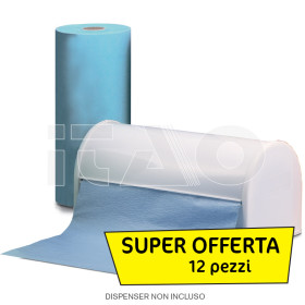 Rotolo mantelline 2 strati carta-plastica azzurro 12 pz....